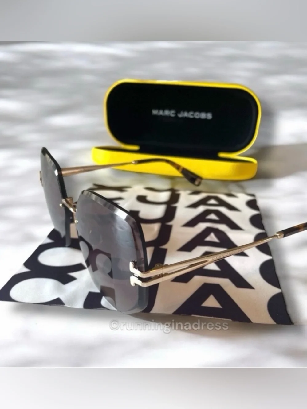 Marc Jacobs Rimless Geometric Sunglasses MJ 1090/S Gold Havana NWOT